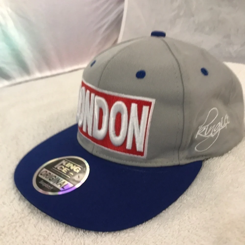 King Ice for London England Grey & Blue SnapBack Adjustable Travel & Ball Cap